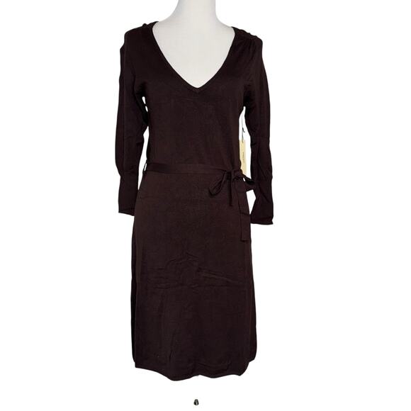 NWT Vertigo Paris Knit Sweater Dress Brown Sz Large - Picture 1 of 7
